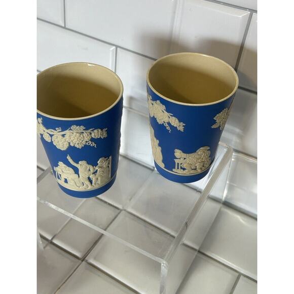 Copeland Spode SP293 Jasper Ware Blue Tumbler 4" Made In England. 2 Vintage Cup - Picture 4 of 13